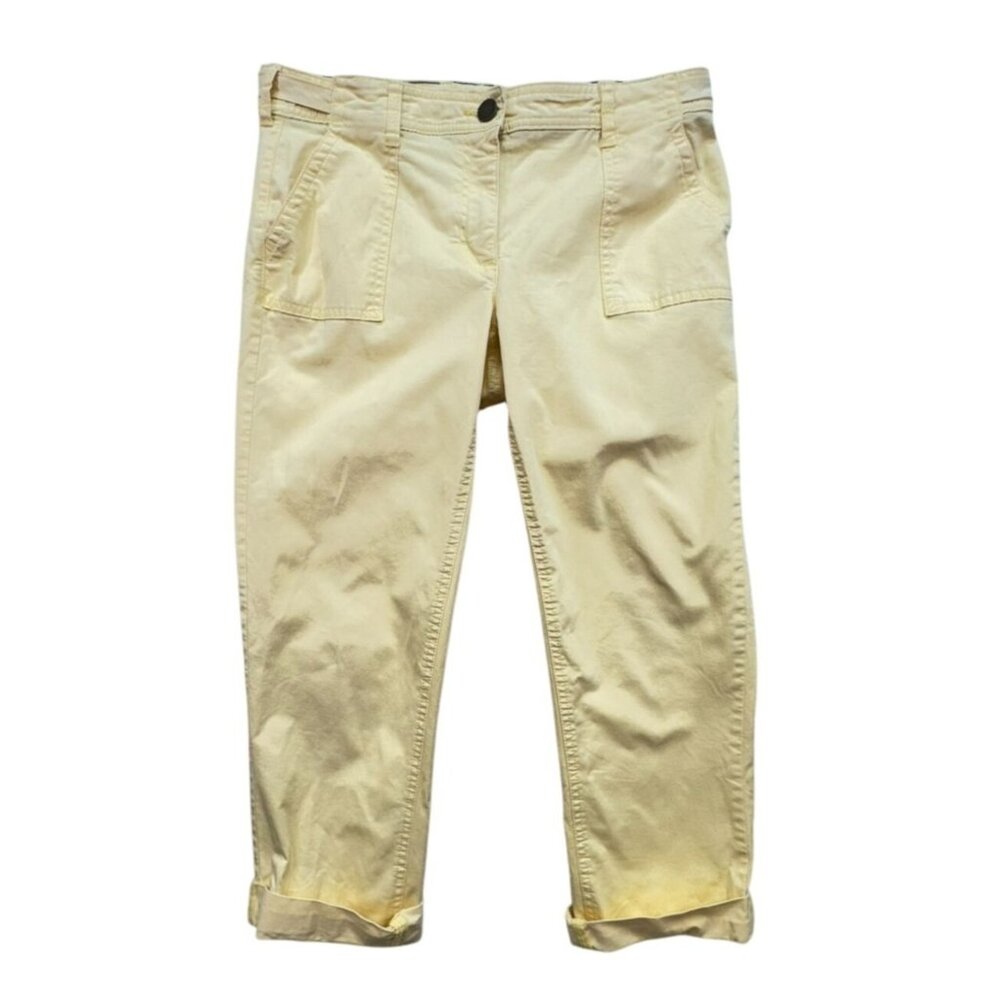Tommy Hilfiger Womens Sloan Cropped Pants Size 8 Yellow Beachy Coastal
